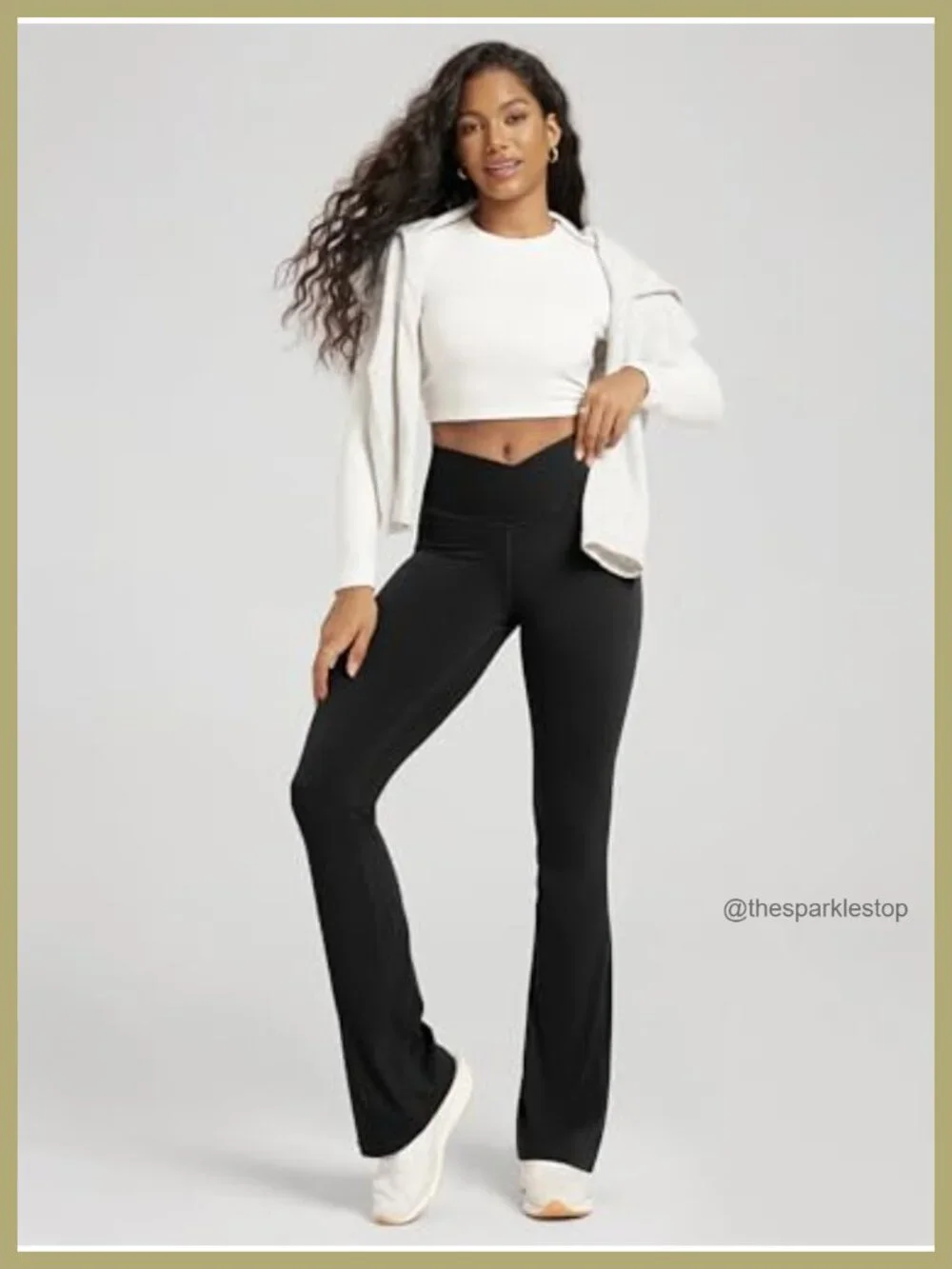Crossover Flare Leggings Yoga Pants Bootcut with Back Pocket